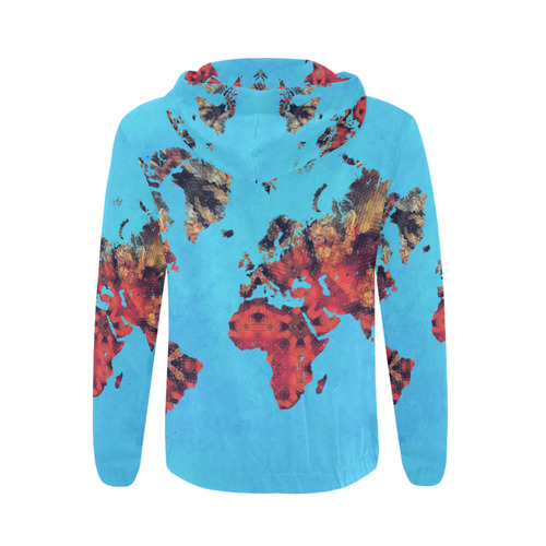 map of the world All Over Print Full Zip Hoodie for Men (Model H14)