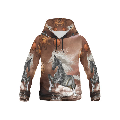 Amazing steampunk horse, silver All Over Print Hoodie for Kid (USA Size) (Model H13)