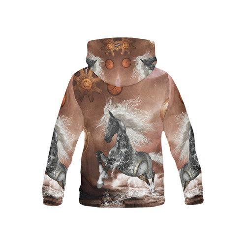 Amazing steampunk horse, silver All Over Print Hoodie for Kid (USA Size) (Model H13)
