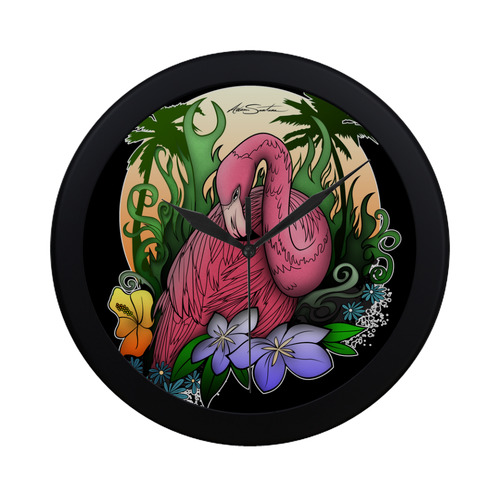 Flamingo Circular Plastic Wall clock