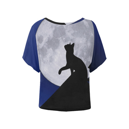 Moon Cat Women's Batwing-Sleeved Blouse T shirt (Model T44)