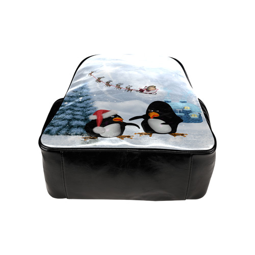 Christmas, funny, cute penguin Multi-Pockets Backpack (Model 1636)