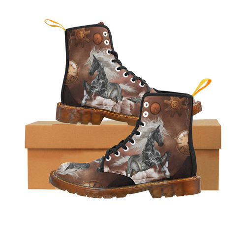 Amazing steampunk horse, silver Martin Boots For Women Model 1203H