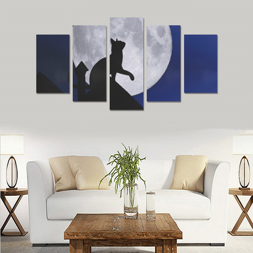 Moon Cat Canvas Print Sets A (No Frame)