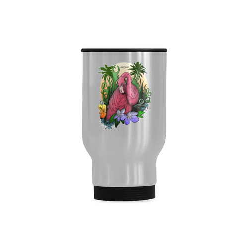 Flamingo Travel Mug (Silver) (14 Oz)