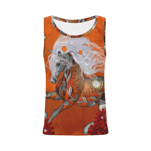 Wonderful steampunk horse, red white All Over Print Tank Top for Women (Model T43)