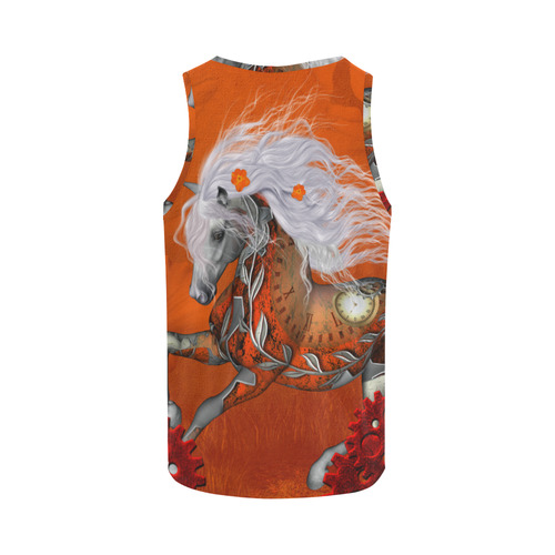 Wonderful steampunk horse, red white All Over Print Tank Top for Women (Model T43)