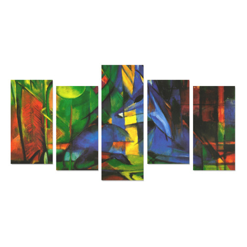 Deers in Wood by Franz Marc Canvas Print Sets E (No Frame)