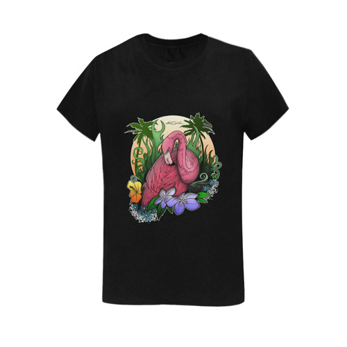 Flamingo Women's T-Shirt in USA Size (Two Sides Printing)