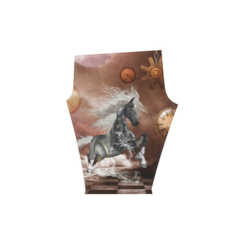 Amazing steampunk horse, silver Women's Low Rise Capri Leggings (Invisible Stitch) (Model L08)