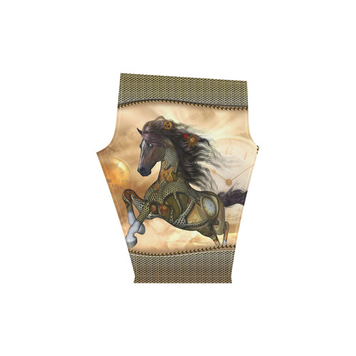 Aweseome steampunk horse, golden Women's Low Rise Capri Leggings (Invisible Stitch) (Model L08)