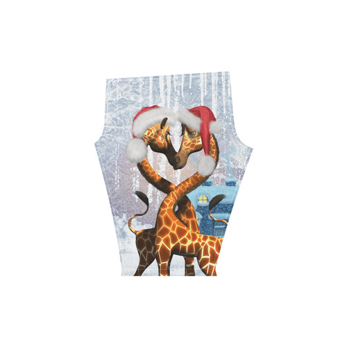 Christmas, funny giraffe Women's Low Rise Capri Leggings (Invisible Stitch) (Model L08)