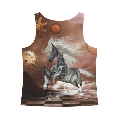 Amazing steampunk horse, silver All Over Print Tank Top for Women (Model T43)