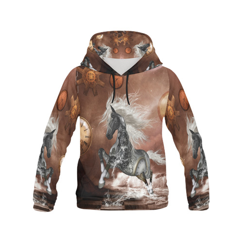 Amazing steampunk horse, silver All Over Print Hoodie for Men (USA Size) (Model H13)