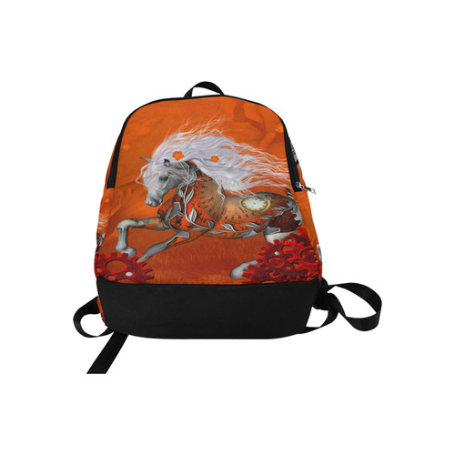 Wonderful steampunk horse, red white Fabric Backpack for Adult (Model 1659)