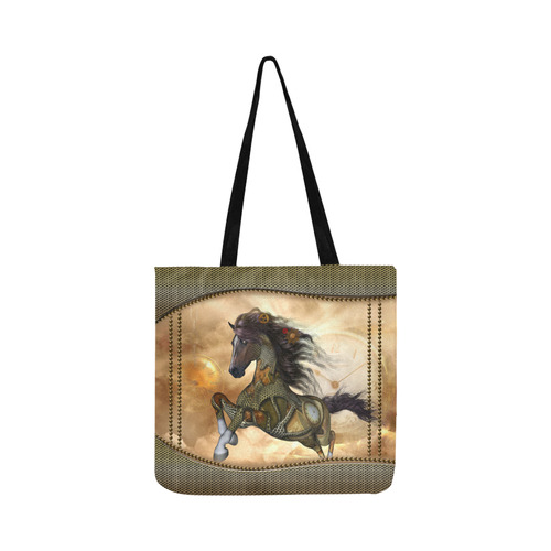 Aweseome steampunk horse, golden Reusable Shopping Bag Model 1660 (Two sides)