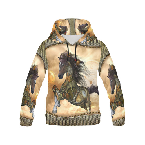 Aweseome steampunk horse, golden All Over Print Hoodie for Men (USA Size) (Model H13)