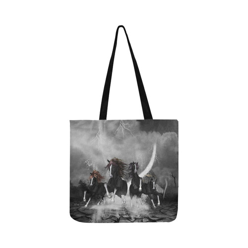 Awesome running black horses Reusable Shopping Bag Model 1660 (Two sides)