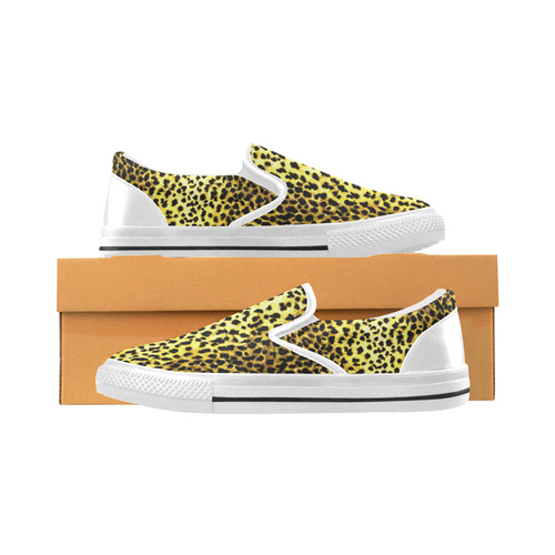 LEOPARD Wallpaper print with white accents Men's Slip-on Canvas Shoes (Model 019)