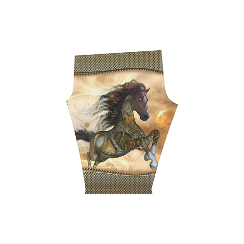 Aweseome steampunk horse, golden Women's Low Rise Capri Leggings (Invisible Stitch) (Model L08)