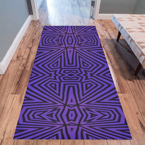 Purple-Black Tribal Pattern Area Rug 9'6''x3'3''