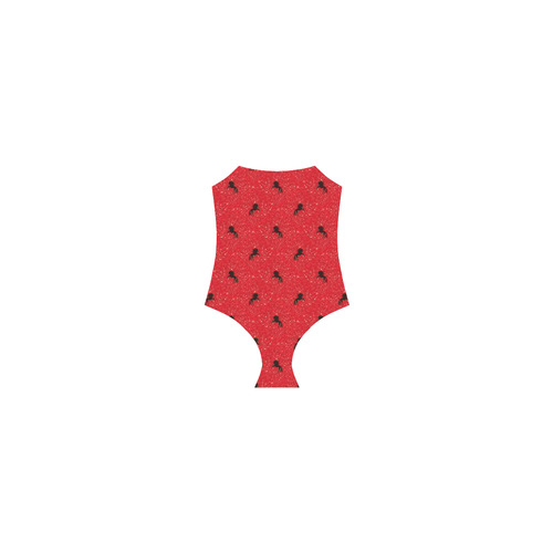 unicorn pattern red by JamColors Strap Swimsuit ( Model S05)
