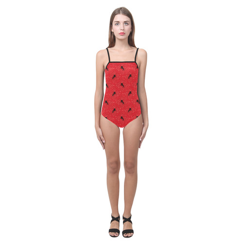 unicorn pattern red by JamColors Strap Swimsuit ( Model S05)