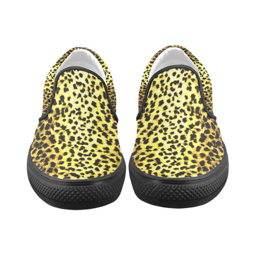 LEOPARD in black trim Men's Slip-on Canvas Shoes (Model 019)