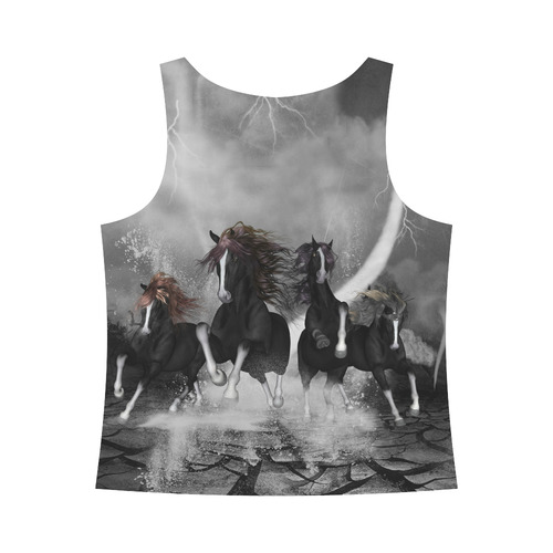 Awesome running black horses All Over Print Tank Top for Women (Model T43)