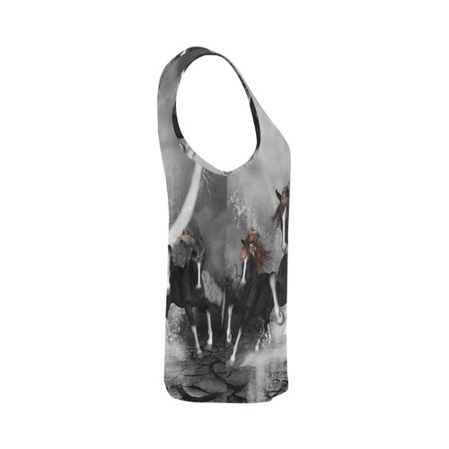 Awesome running black horses All Over Print Tank Top for Women (Model T43)