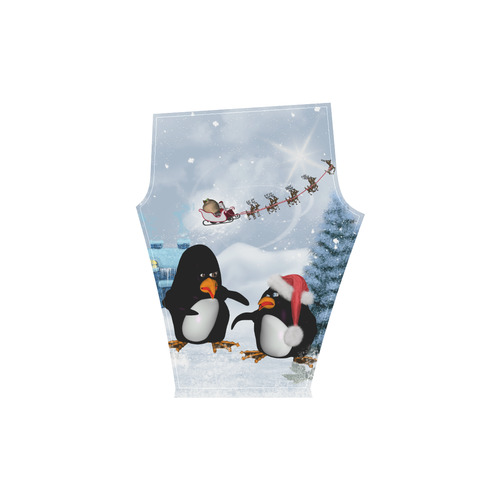 Christmas, funny, cute penguin Women's Low Rise Capri Leggings (Invisible Stitch) (Model L08)