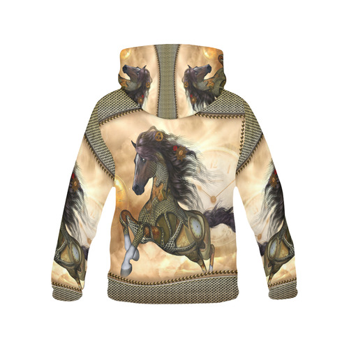 Aweseome steampunk horse, golden All Over Print Hoodie for Men (USA Size) (Model H13)