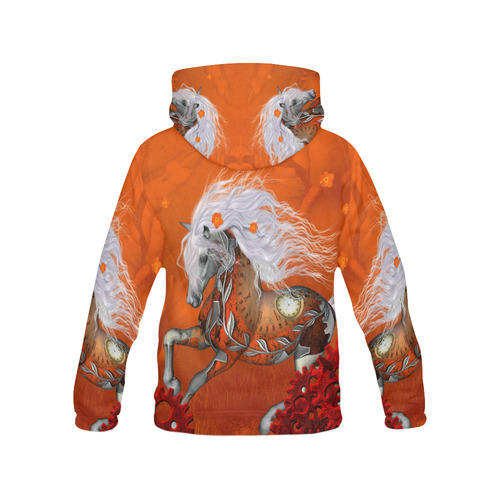 Wonderful steampunk horse, red white All Over Print Hoodie for Men (USA Size) (Model H13)