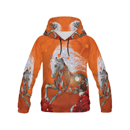 Wonderful steampunk horse, red white All Over Print Hoodie for Men (USA Size) (Model H13)