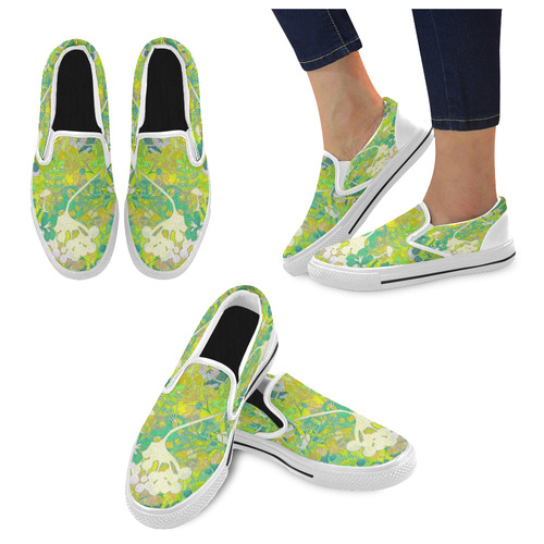 wacky retro floral abstract 1 Men's Slip-on Canvas Shoes (Model 019)