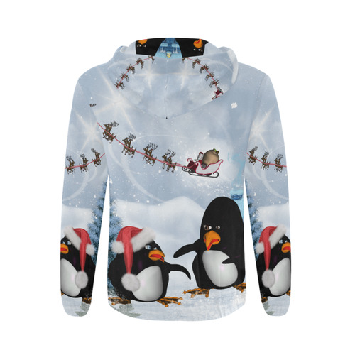 Christmas, funny, cute penguin All Over Print Full Zip Hoodie for Men (Model H14)