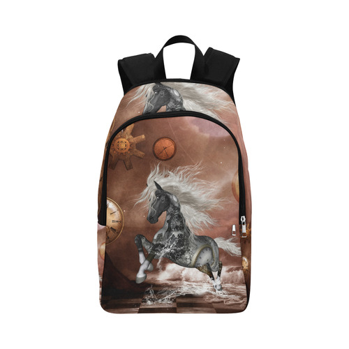 Amazing steampunk horse, silver Fabric Backpack for Adult (Model 1659)