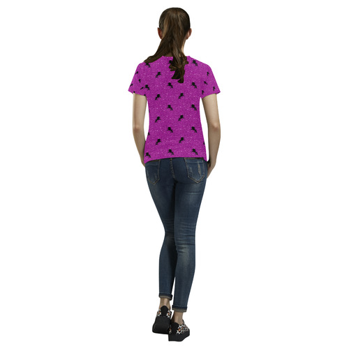 unicorn pattern pink by JamColors All Over Print T-Shirt for Women (USA Size) (Model T40)