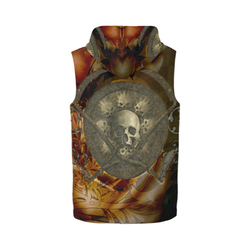 Awesome creepy skulls All Over Print Sleeveless Zip Up Hoodie for Men (Model H16)