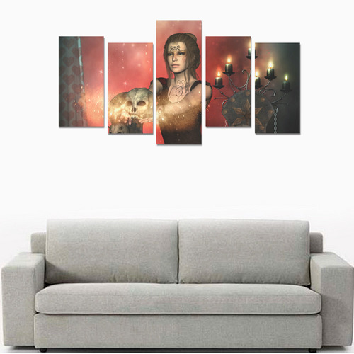 The dark fairy with skulls Canvas Print Sets E (No Frame)