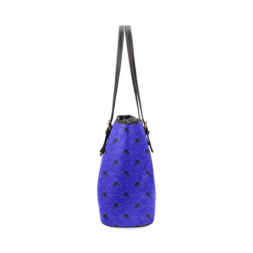 unicorn pattern blue by JamColors Leather Tote Bag/Small (Model 1640)