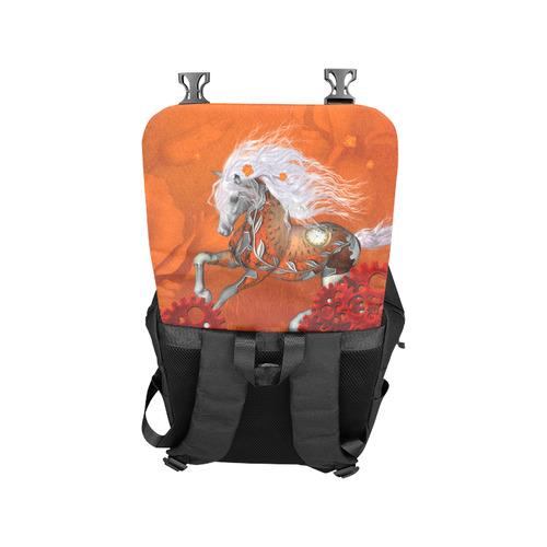 Wonderful steampunk horse, red white Casual Shoulders Backpack (Model 1623)