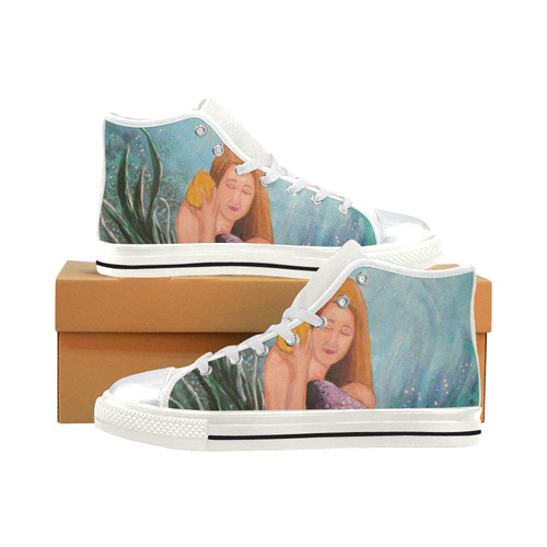 Mermaid Under The Sea High Top Canvas Shoes for Kid (Model 017)