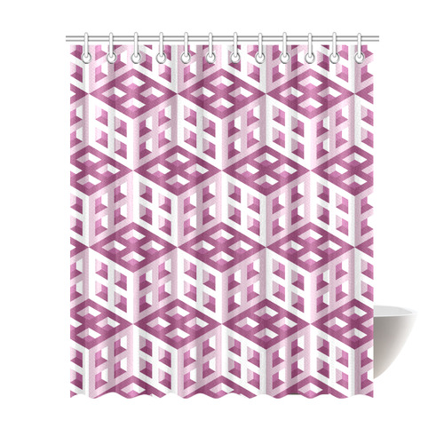 3D Pattern Lilac Pink White Fractal Art Shower Curtain 72"x84"