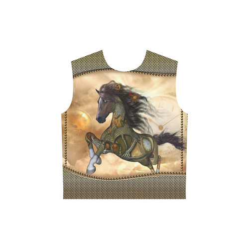 Aweseome steampunk horse, golden All Over Print Sleeveless Hoodie for Women (Model H15)