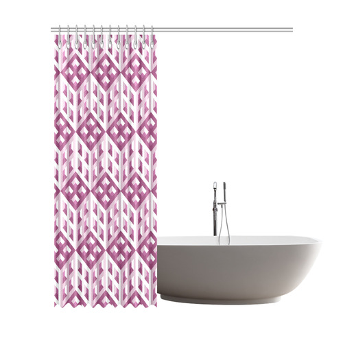 3D Pattern Lilac Pink White Fractal Art Shower Curtain 72"x84"