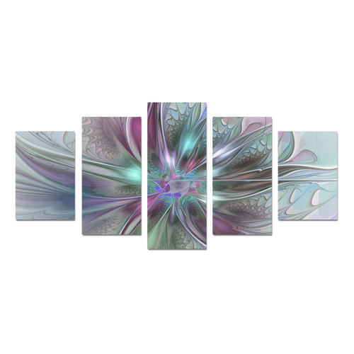 Colorful Fantasy Abstract Modern Fractal Flower Canvas Print Sets D (No Frame)