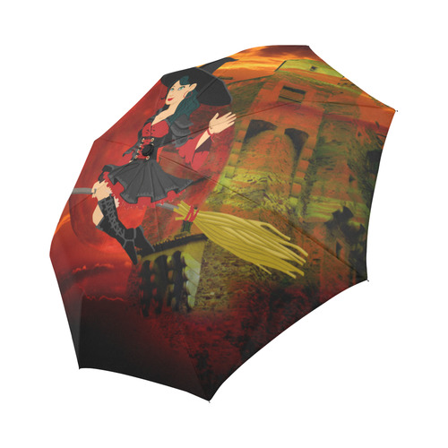 Witch and Red Moon Auto-Foldable Umbrella (Model U04)