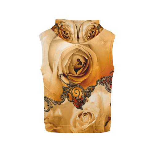 Vintage design, roses All Over Print Sleeveless Hoodie for Women (Model H15)