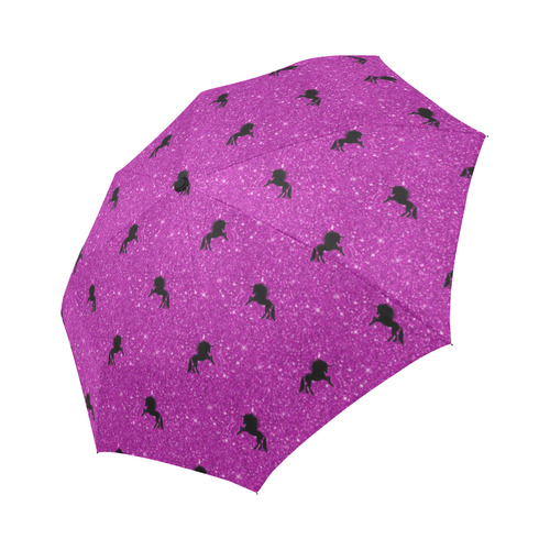 unicorn pattern pink by JamColors Auto-Foldable Umbrella (Model U04)